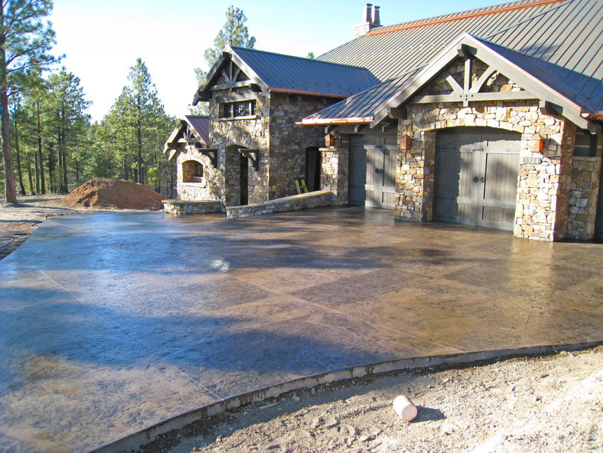 Finished concrete driveway